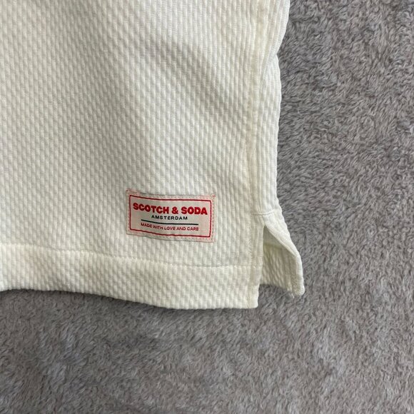 NEW Scotch & Soda Men's XXL White Textured Short Sleeve Button Up Shirt - Picture 8 of 9